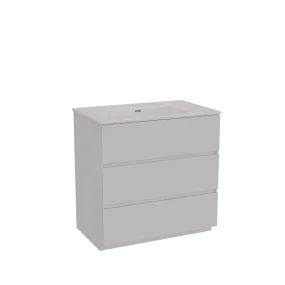 Storke Edge meuble salle de bains à poser 85 x 52 cm blanc brillant avec Kera plan simple en céramique blanc mat